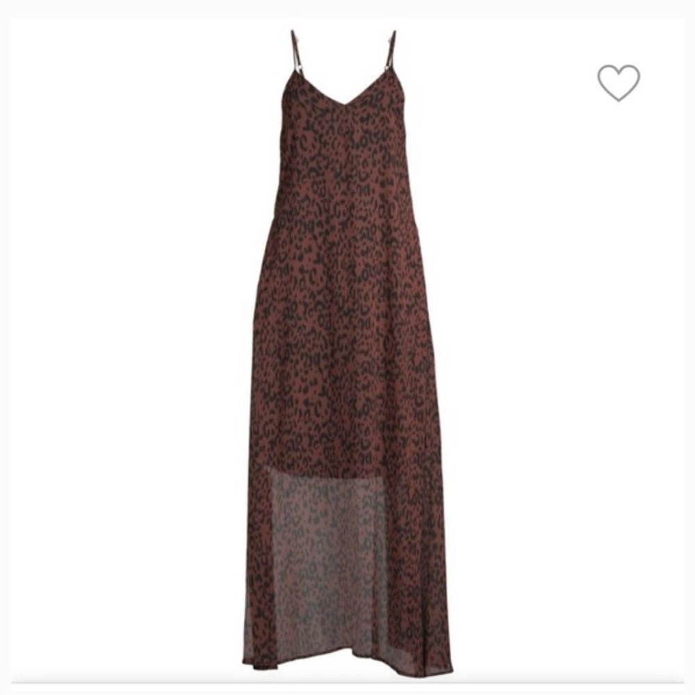 Brown High Low Sundress with Spaghetti Straps and V-Neck